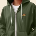 thumbnail image 5 of Dalix Pizza Embroidered Zip Hoodie Fleece Long Sleeve Pocket Warm Soft Mens in Military Green S Small, 5 of 5