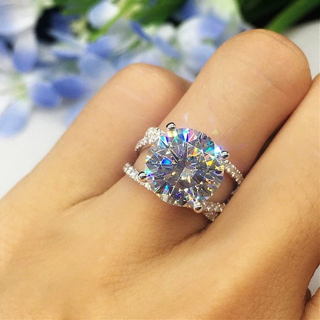 Anillo de mujer con cruz de circonita de cuatro garras clásico europeo y americano, anillo romántico para el día de San Valentín