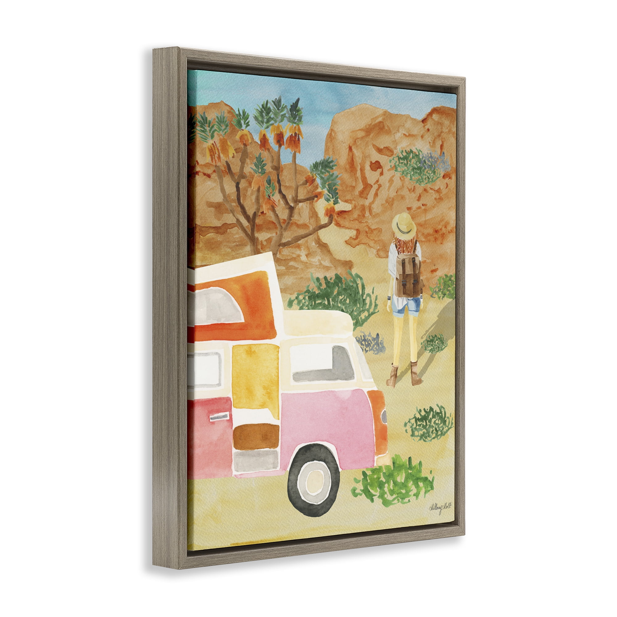 Stupell Industries Mojave Desert Road Trip Brown Framed Floater Canvas Wall Art, design by Hillary Holt
