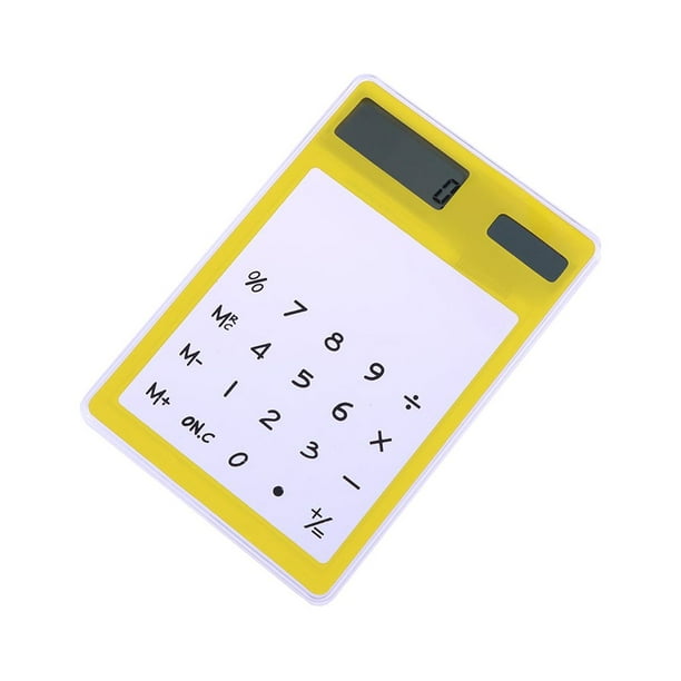 Calculadora solar con pantalla táctil transparente y diseño LCD, ideal para la escuela y la oficina (amarilla)