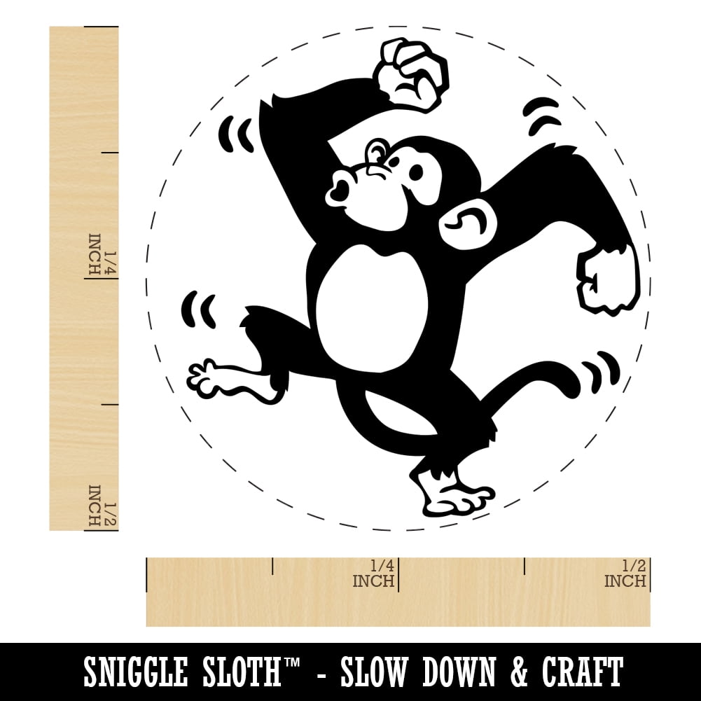 Fun Dancing Monkey Self-Inking Rubber Stamp Ink Stamper - Dry Pad (No Ink) - Mini 1/2 Inch