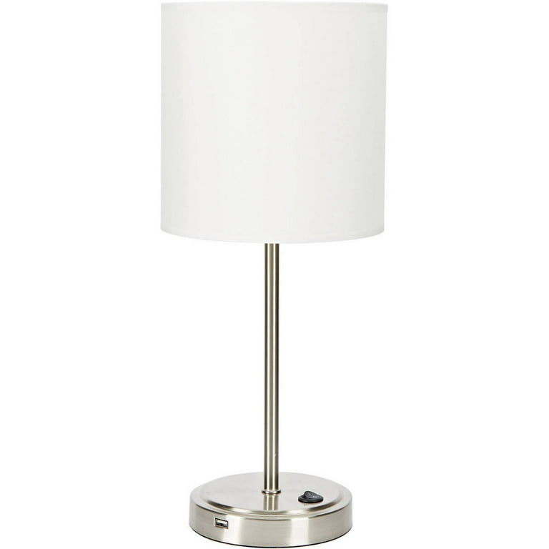 SAVOY Lampe à poser avec port USB Métal/Tissu H50cm chrome blanc Markslöjd  - LightOnline