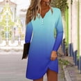 thumbnail image 2 of Robe Formelle d'Invité de Mariage Robe Courte pour Femmes Manches Longues Dégradé Mini Robe Décontractée Ample Fluide Automne P-68 Bleu Clair 3TG, 2 of 5