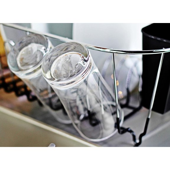Deluxe -Plated Steel Small Dish Drainer with Black Base
