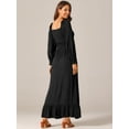 thumbnail image 4 of DARING DIVA Scoop Neck Smocked Tiered Maxi Dress S Black, 4 of 6