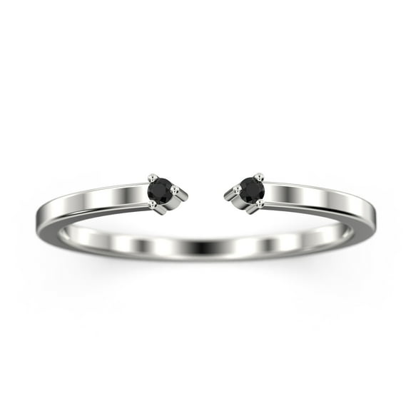 0.04ct black diamond moissanite Open Cap 10k White Gold Wedding Band