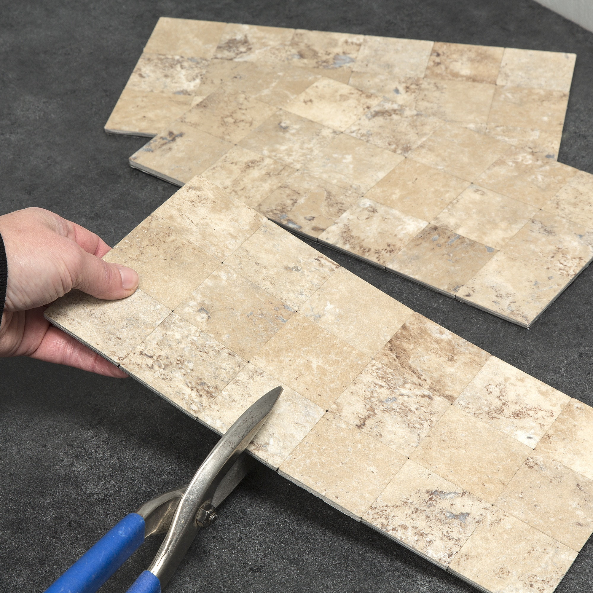Aspect Collage 12in x 6in Peel and Stick Backsplash in Aged Travertine (2pc per pack/5-Pack)