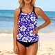 thumbnail image 1 of Trajes de baño Amzcrzy Tankini para mujer, trajes de baño, trajes de baño, bikini, top y braguita estampados para mujer, bikini holgado con cordón ajustable, conjunto de bikini dividido, azul, S, 1 of 5