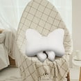 thumbnail image 3 of White Bow Pillow, Soft Bow Decorative Pillows with Faux Rabbit Fur, Velvet Cute 12" Bow Throw Pillows, Aesthetic Home Decor Bow Shaped Plush Pillow Cushions for Bedroom Sofa Couch, 3 of 5