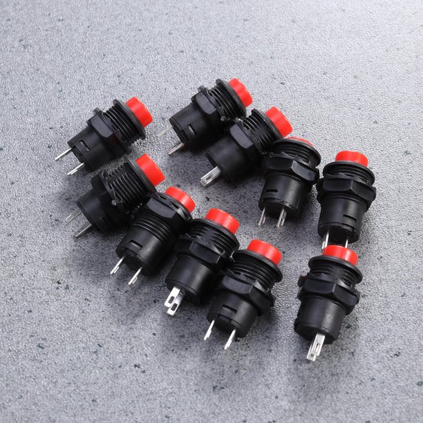 FOMIYES 10Ud Interruptor Spst Self Locking En Botón Redondo Resistente Para Aplicaciones Eléctricas Industriales