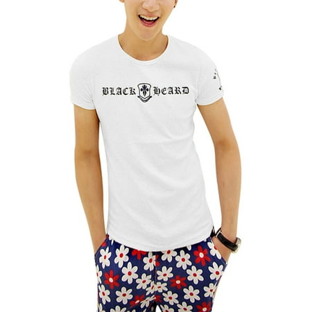 Men's Short Sleeve Round Neck Stretchy Slim Fit Casual Pullover T-Shirt