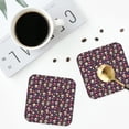 thumbnail image 4 of Lsque Skull flower leaf colorful Pattern 4" Drink Coasters Set of 4, PVC Leather Absorbent Coasters, Table Coaster Set Decorative Coffee Cup Coasters Housewarming Gift -Square, 4 of 6