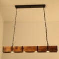 thumbnail image 5 of Wood Metal Ceiling Pendant Lamp 4 Lights Rustic Farmhouse Linear Chandelier Lighting Farmhouse Chandeliers Pendant Lighting Fixture for Pool Table Kitchen Island Bar, 5 of 9
