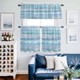 thumbnail image 2 of Summer Kitchen Curtains Valances and Tiers Set of 3 Gradient Blue Wood Grain Rustic Farmhouse Modern Tier Curtains and Valance with Rod Pocket for Small Windows, 27.5"x24", 2 of 9