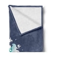 thumbnail image 2 of Japanese Wave Soft Flannel Fleece Throw Blanket, Graphic Illustration of Ocean Curl Sea Waves Oriental Theme, Cozy Plush for Indoor and Outdoor Use, 70" x 90", Turquoise Dark Indigo, by Ambesonne, 2 of 5