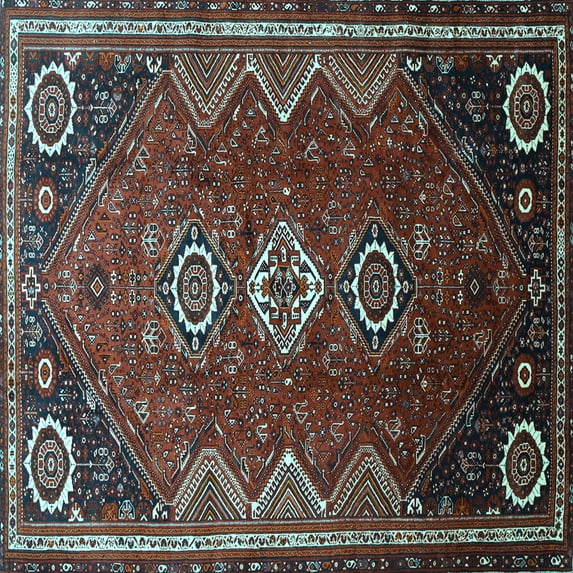 Ahgly Company Indoor Square Persian Light Blue Traditional Area Rugs, 8' Square