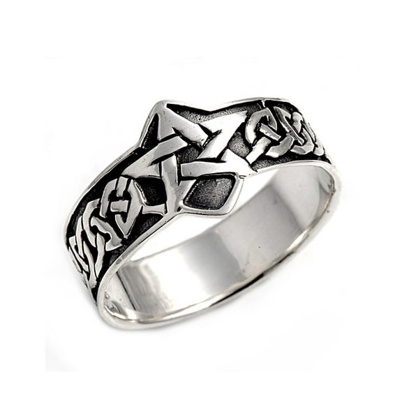 925 Sterling Silver Pentagram Wicca Craft Ring Size 10