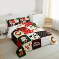thumbnail image 3 of Manfei Cartoon Father Christmas Queen Comforter Set,Merry Xmas Bedding Sets,Patchwork Geometric Plaid Bedding Comforter Set For Teens,Microfiber Bedroom Decor Reversible,3pcs, 3 of 8