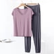 thumbnail image 1 of TaTaai Loose Fit Winter Sleepwear Women, Thick Warm Pajama Top with Pants, Solid Color Fleece Loungewear Set, Cozy Cold Weather Apparel Gift, 1 of 6