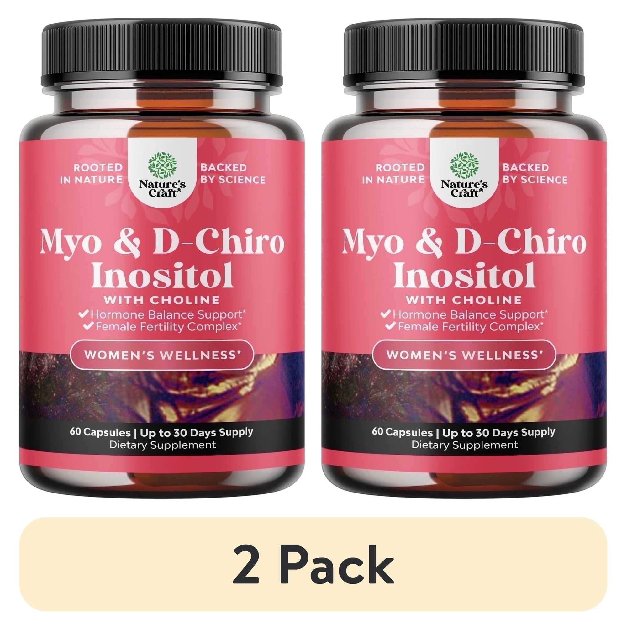 (2 pack) Natures Craft Myo & D-Chiro Inositol Supplement, Hormone Balance for Women, 60 Capsules