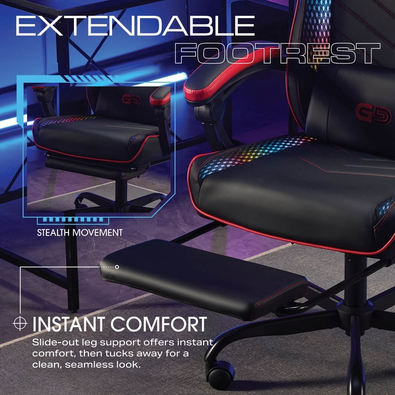 Gamer Gear EdgeX LED Gaming Chair, Massage, Footrest photo 6