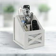 thumbnail image 2 of Autumn Alley Rustic Remote Holder - Farmhouse Desk Organizer, Barn Door Remote Holder, Desktop Organizer - 3-Slot Multiple Compartment Remote Control Storage Caddy, Rustic Home Decor, White, 2 of 7