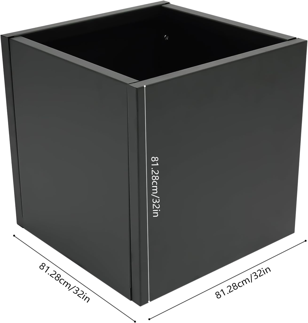 26 Inch Steel Square Planter Box Black Cube Planting Box Indoor Outdoor Flowers Plants Planter for Patio Yard Garden