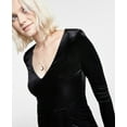 thumbnail image 2 of Bar III Women's V-Neck Velour Bodycon Dress Deep Black Size L, 2 of 4