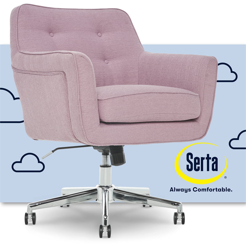 Office Chair Lilac Purple Twill Fabric, Serta Lilac Office Chair