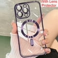 thumbnail image 2 of For Magsafe Fashion Plating Camera Lens Protector Case For iPhone 14 13 12 11 Pro Max Silicone Wireless Magnetic Charging Cover, 2 of 5