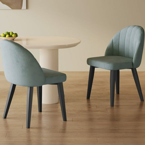 Guyii Set of 2 Blue Dining Chairs, Modern Shell Back Chairs with Comfortable Cushions for Kitchen, Dining Room, or Living Room