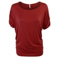 thumbnail image 1 of KOGMO Womens Solid Basic Womens Boatneck Dolman Top with Sleeve Shirring (S-3X), 1 of 6