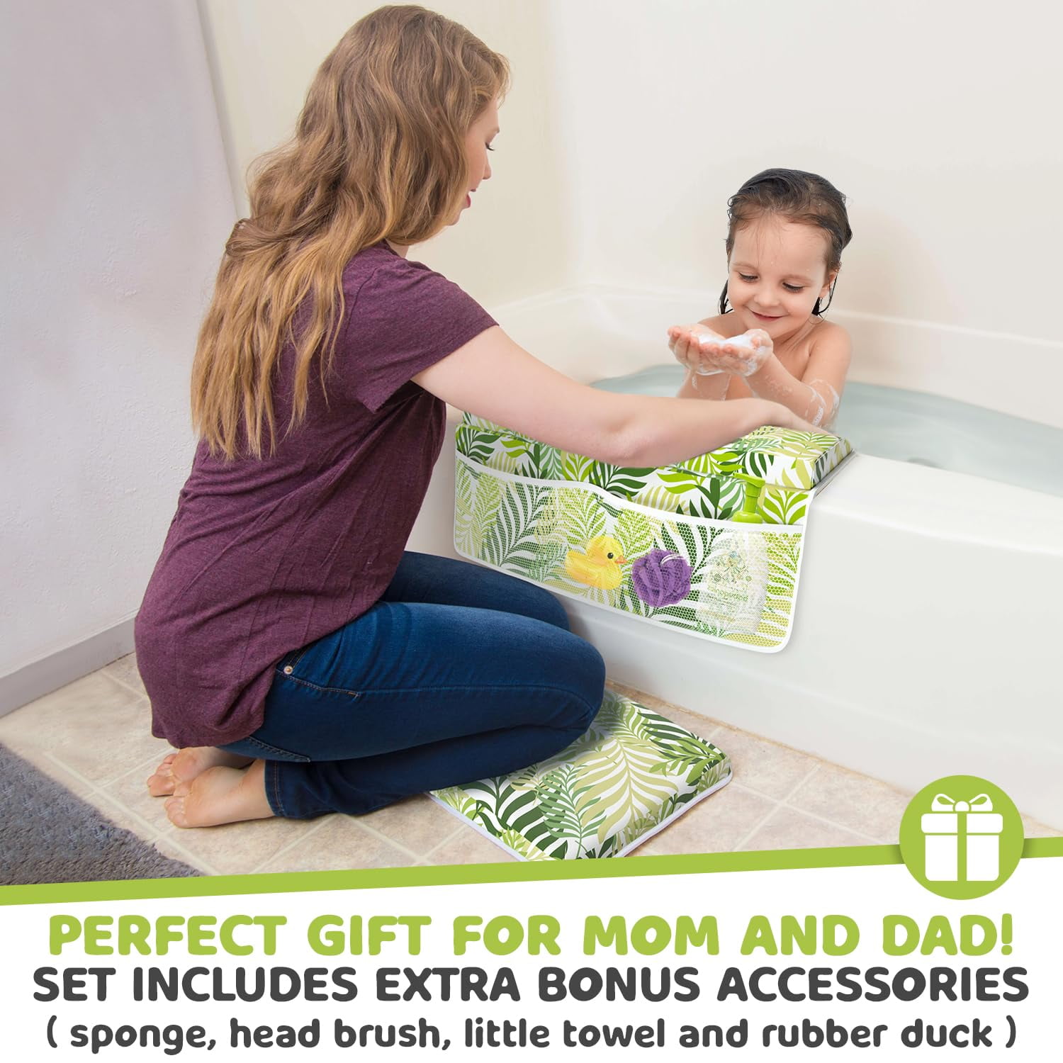 Bath Kneeler and Elbow Kneeling Rest Pad Set for Baby Bathing