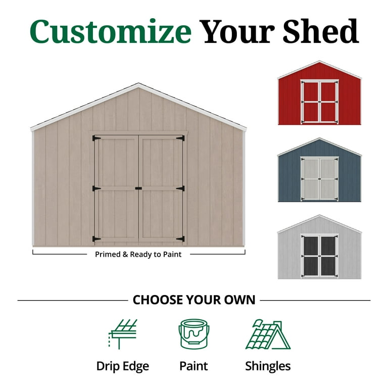 Little Cottage Co. 12x16 Value Gable Shed, Outdoor Wood Storage Do