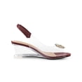 thumbnail image 3 of BLISSFUL STEP Women's Shoes Clear Wedge Heels Rhinestone Peep Toe Slingback Transparent Shoes Burgundy 9, 3 of 7