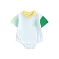 thumbnail image 1 of Faithtur Bébé Garçons Filles Été Romper, Drôle Geste Imprimé Manches Courtes Contraste Couleur Body, 1 of 8