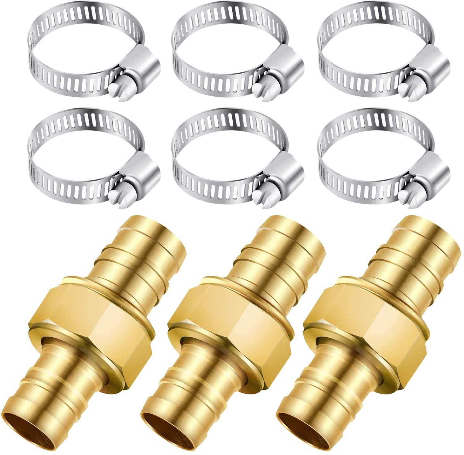 3 Sets 5/8 Garden Hose Mender Male Female End Repair Connector Stainless 