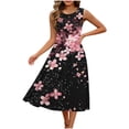 thumbnail image 7 of asdoklhq Hawaiian Dresses for Women Fashion Women's Casual Non Positioning Printed Sleevedless Loose Round Neck Pocket Dress Hot Pink XL, 7 of 7