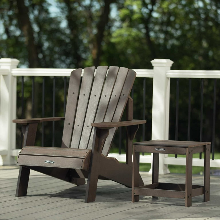 Lifetime Rustic Brown Adirondack Chair and Table Combo