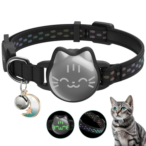 Funda tipo collar para gatos, impermeable, con estampado luminoso de peces
