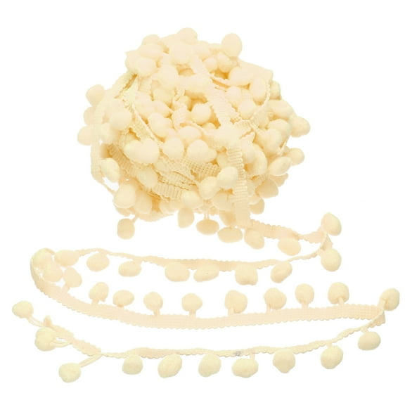 Uxcell 10 Yards Pom Pom Trim Ribbon, 1" Wide Beige Pom Pom Ball Fringe Trim Ribbon for DIY Crafts Curtain Clothes Pillow Home Decoration