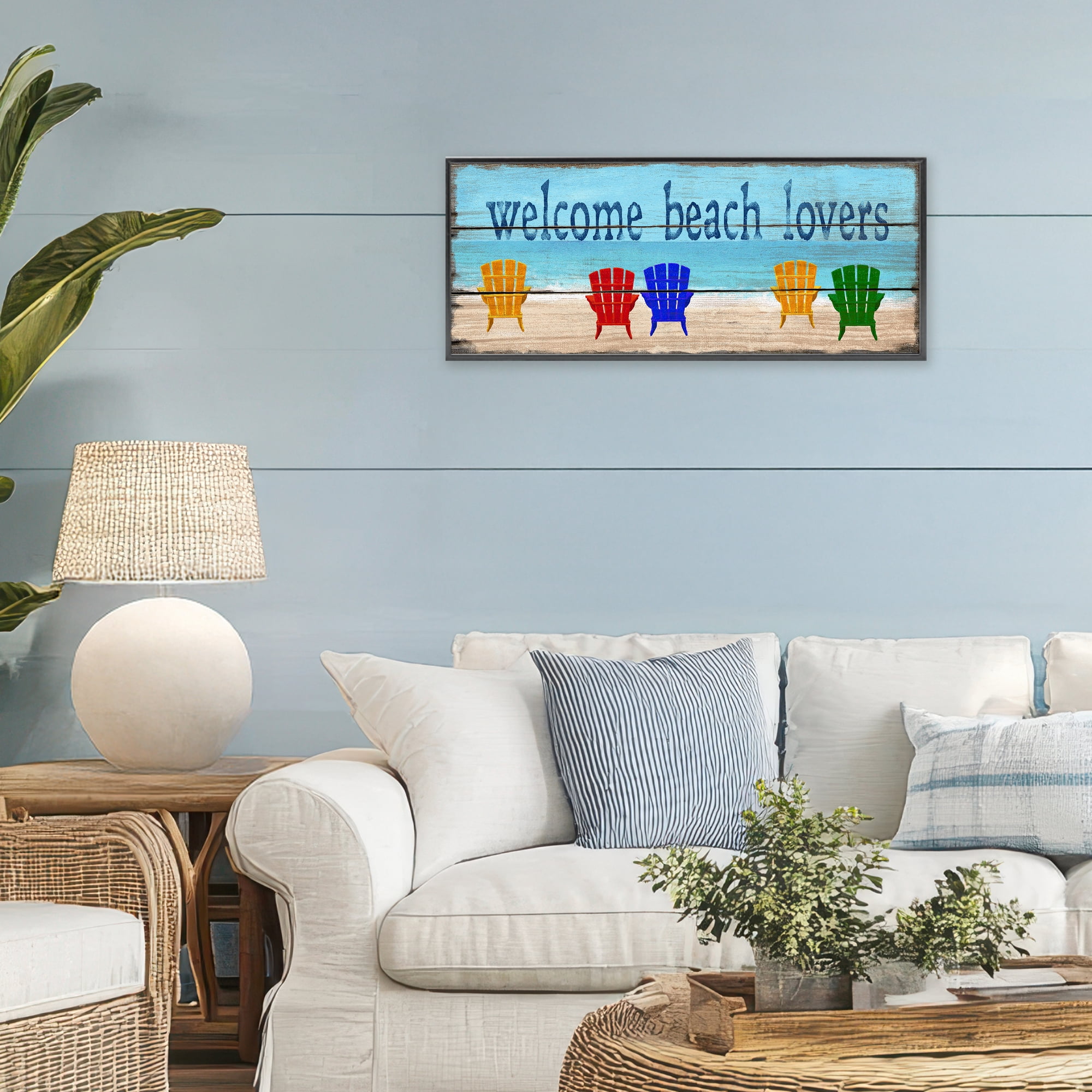 Stupell Industries Beach Lovers Chairs Black Framed Giclee Art, design by Gail Fraser
