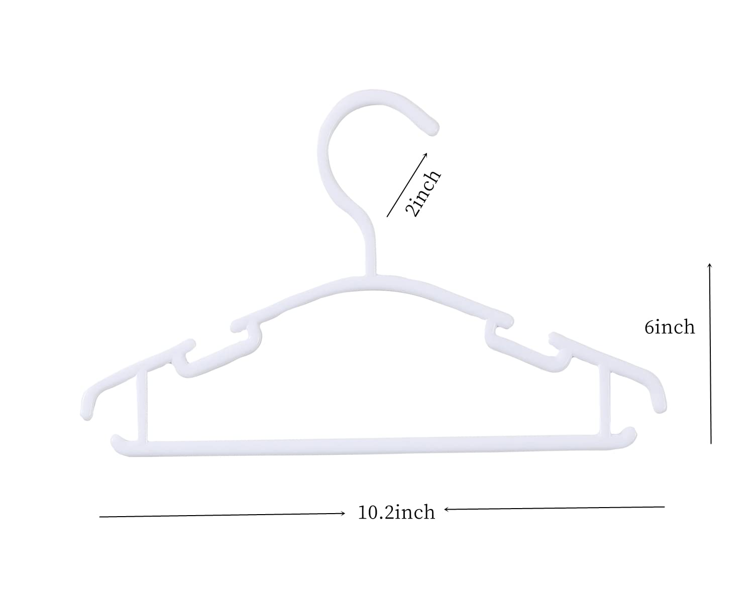 100 Pack White Plastic Clothes Hangers for Nursery and Everyday Laundry Use