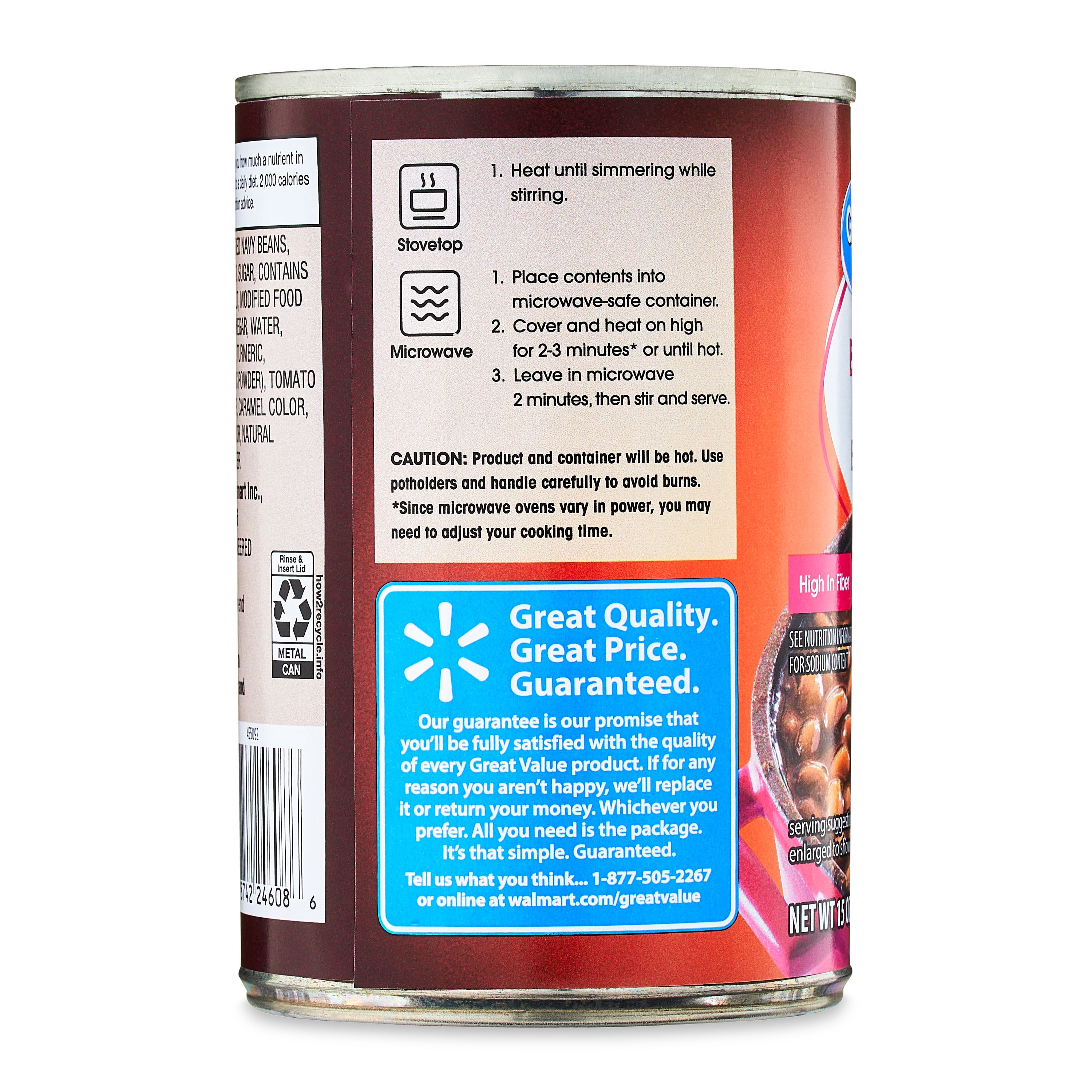 (12 pack) Great Value Brown Sugar Hickory Baked Beans, 15 oz Can