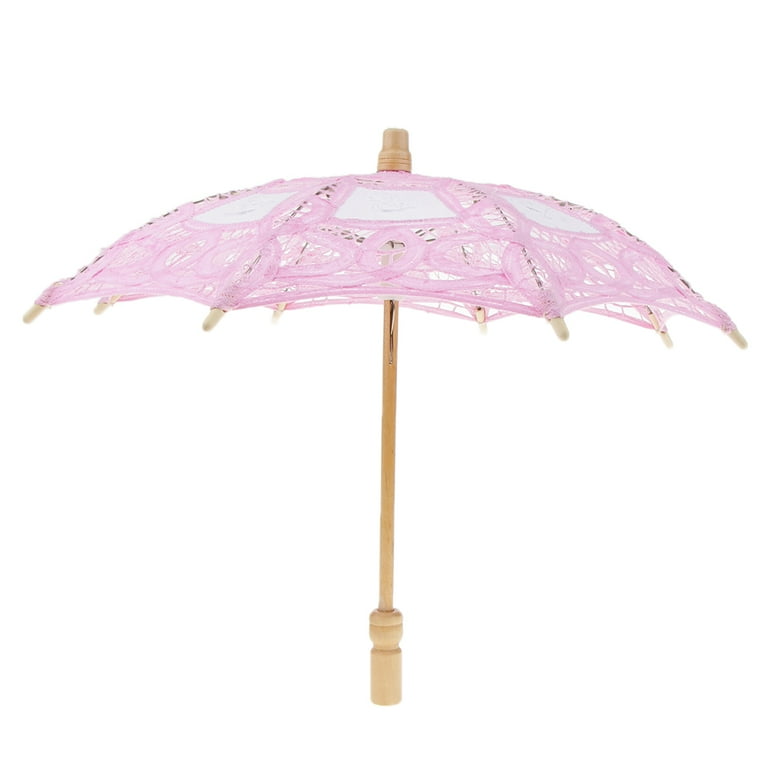 Wedding Umbrella Embroidered Parasol for Dancing Pink
