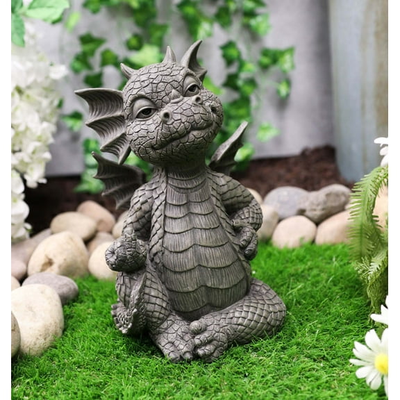 Ebros Gift 10.5" Rude Baby Dragon Sitting Garden Statue