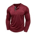thumbnail image 2 of asjyhkr Mens Shirts Button Crew Neck Long Sleeve Pullover Casual Breathable Solid Color Workout Gym Running Tops with Pockets, 2 of 7