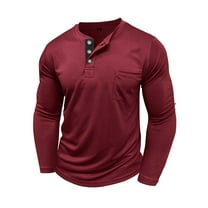 FAIWAD Long Sleeve Shirts for Men Casual Button Pullover Soft Stretch Basic Tops Golf Workout Clothes