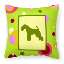 Carolines Treasures CK1044PW1414 Lakeland Terrier Decorative   Canvas Fabric Pillow 14Hx14W multicolor