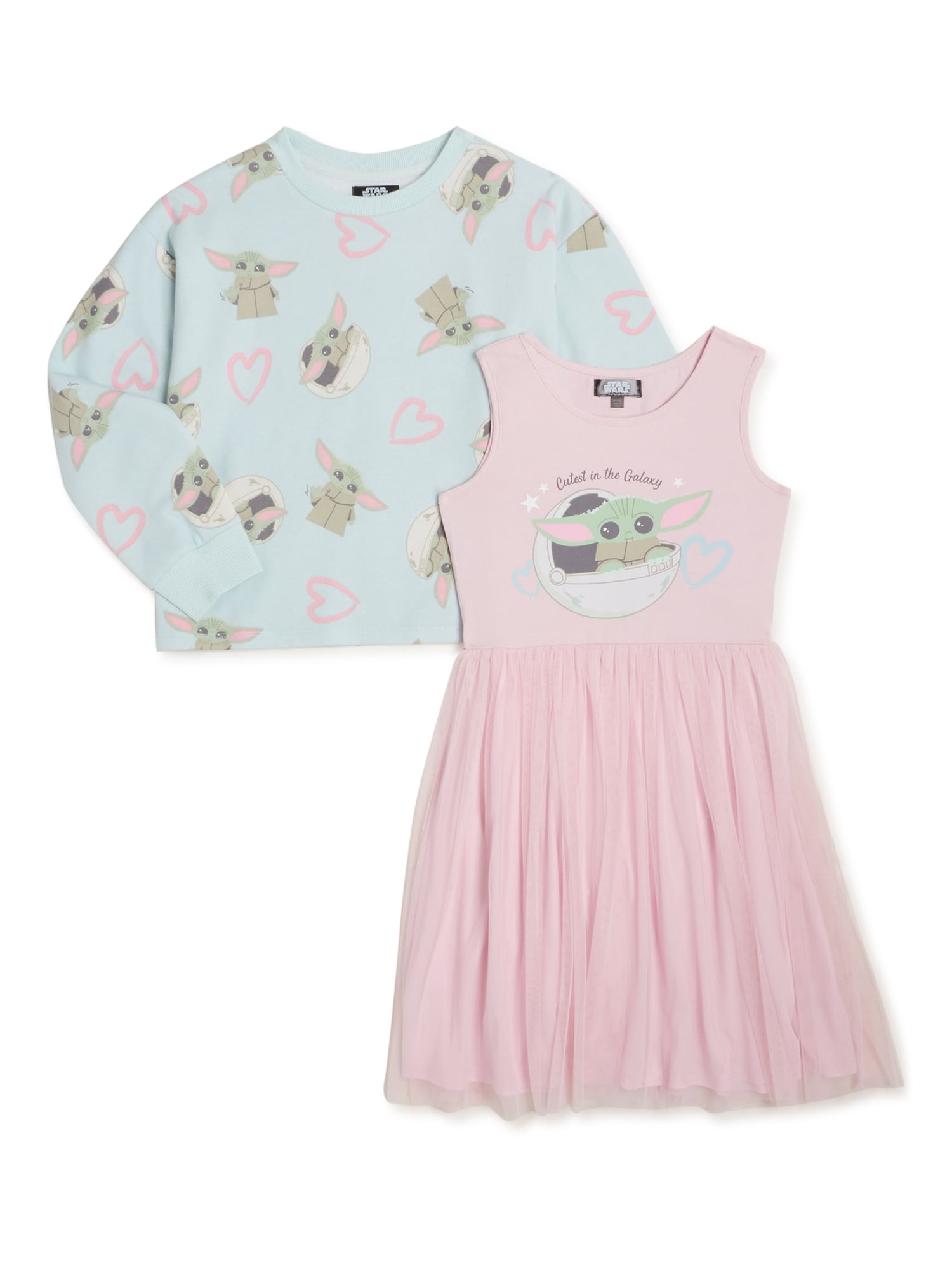 Baby Yoda Girls Tutu Dress With Pullover Sweatshirt, 2Piece Set, Sizes